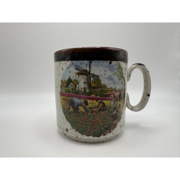 Vintage Royal Schwabap Ceramic Mug Speckled CupTulip Grower Made in Holland - Picture 2 of 10